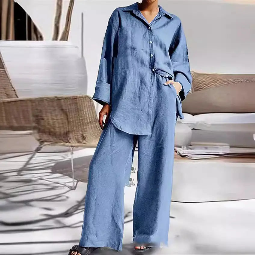 2023 Spring Women's Loose Shirt & Pants Set