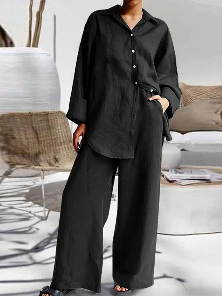 2023 Spring Women's Loose Shirt & Pants Set