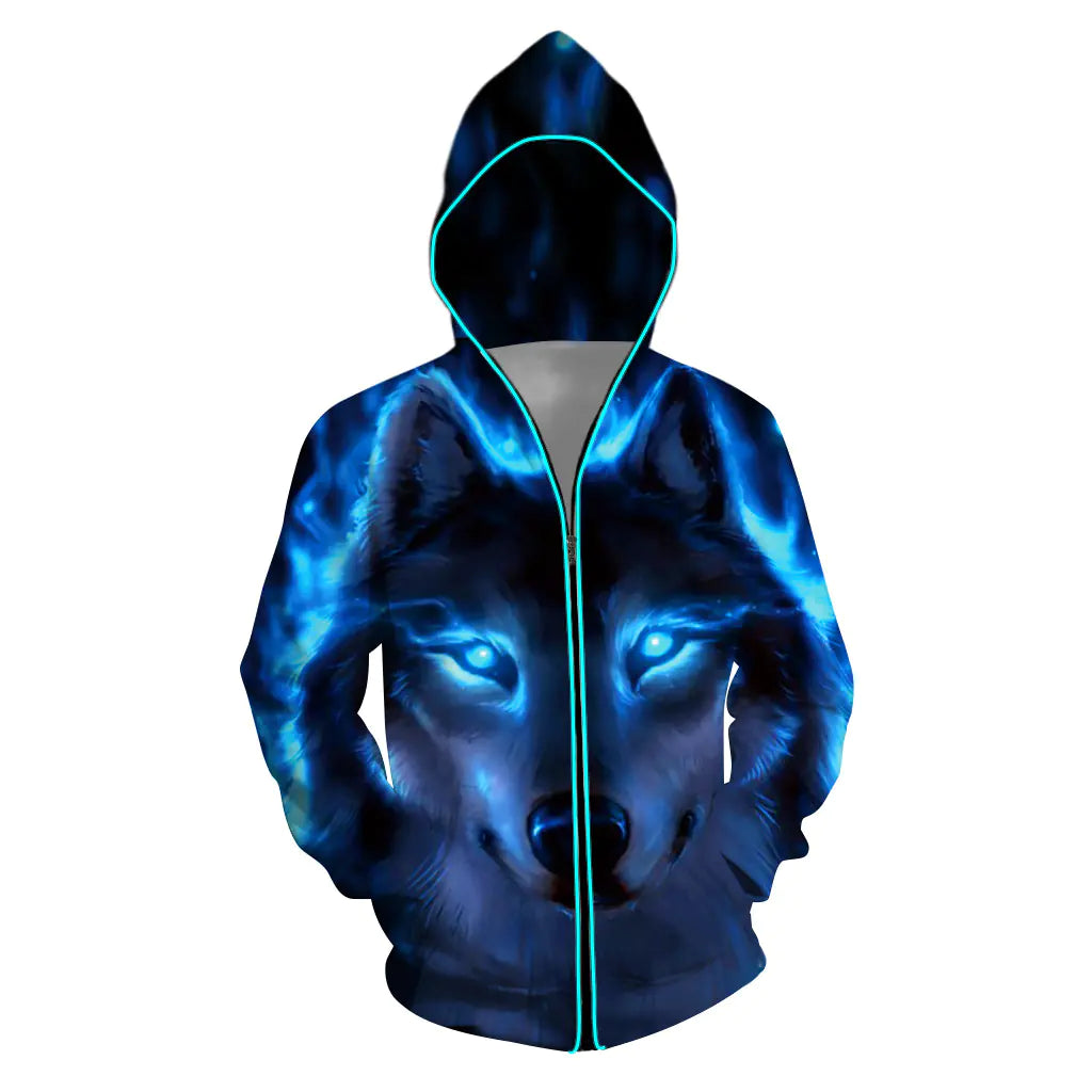 2020 Women's 3D Digital Print Hoodie with Switch