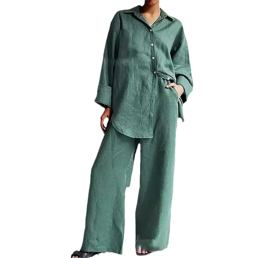 2023 Spring Women's Loose Shirt & Pants Set