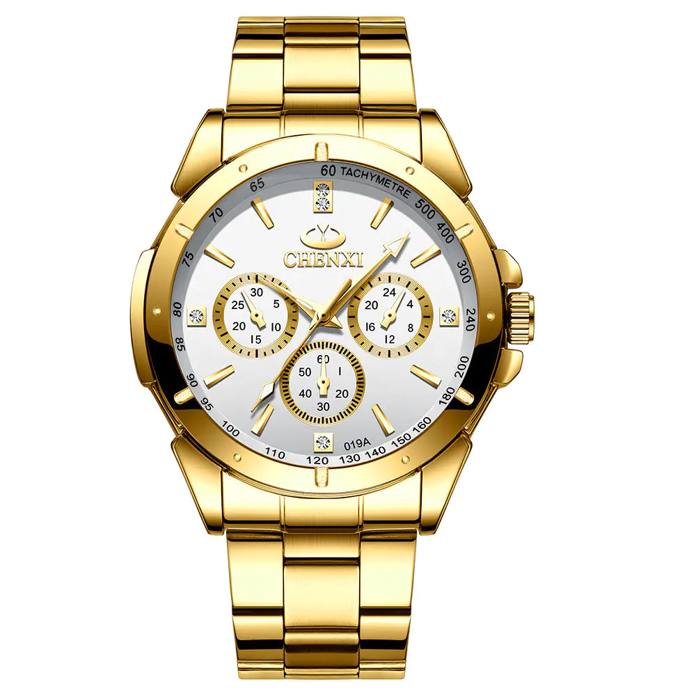 "Couple's Waterproof Quartz Watches with Steel Band"