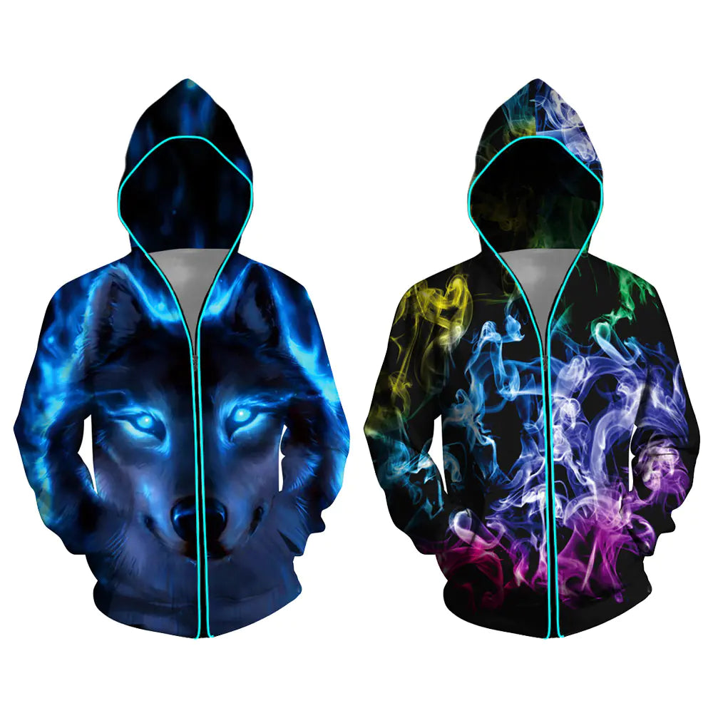 2020 Women's 3D Digital Print Hoodie with Switch
