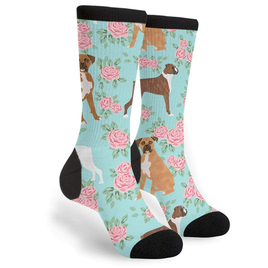 Packsjap Boxer Dog Men & Women Casual Cool Cute Crazy Funny Athletic Sport Colorful Fancy Novelty Graphic Crew Tube Socks