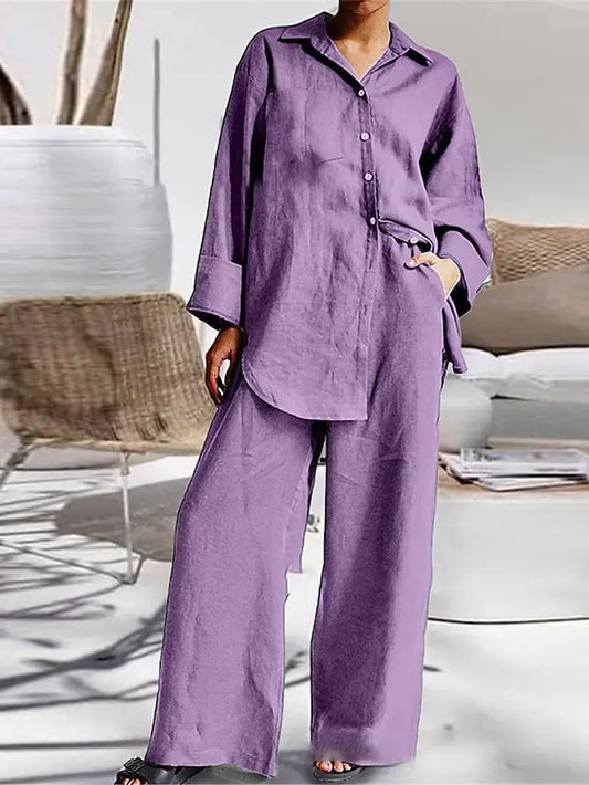 2023 Spring Women's Loose Shirt & Pants Set