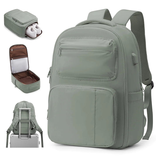 CADOLIM Travel Backpack For Women Men Carry On Backpack For Travel Backpack Carry On Flight Approved Personal Item Travel Bag Laptop Work Backpack Teacher Backpack For Travelling Green
