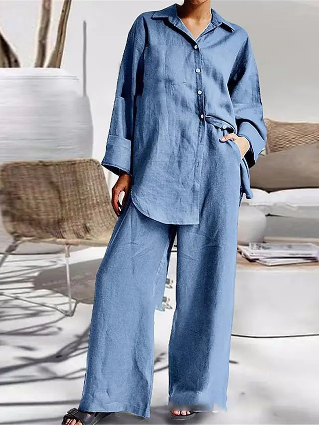 2023 Spring Women's Loose Shirt & Pants Set