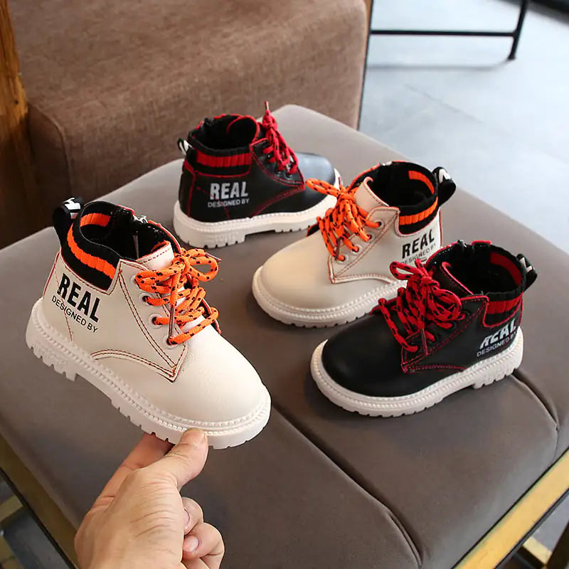 Kids Fashion Cotton Martin Boots with Warm Side Zipper