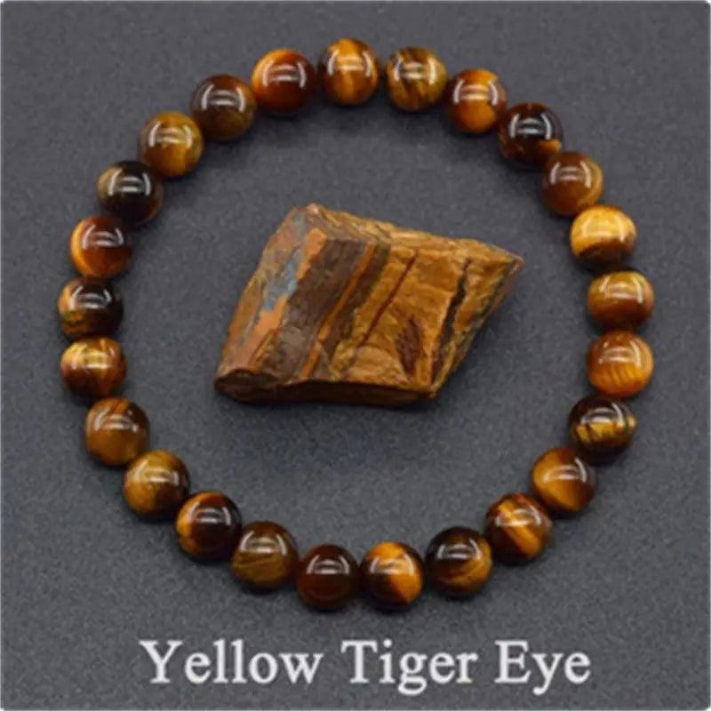 Rose Stone Amazonite Tiger Eye 8mm Beaded Bracelet