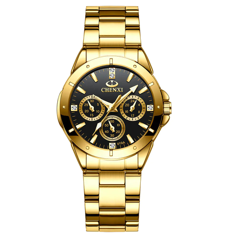 "Couple's Waterproof Quartz Watches with Steel Band"