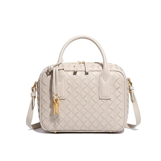 Woven Leather Crossbody Bag - Top Handle Bag - Woven Purses for Women Vegan Leather Shoulder Bag Braided HandBag