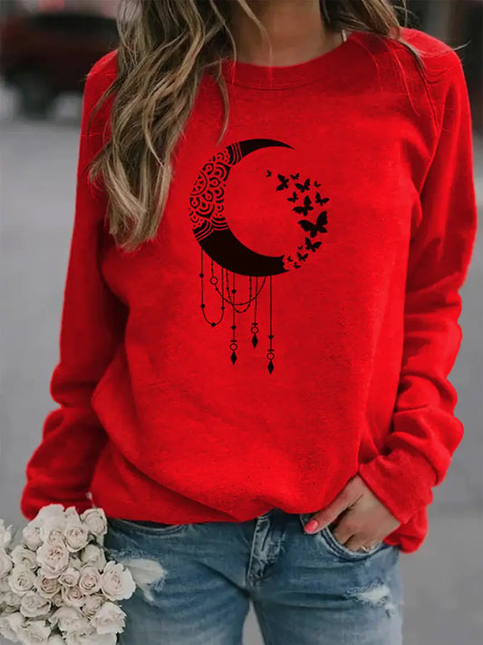 Animal Print Crew Neck Sweater - European & American Style