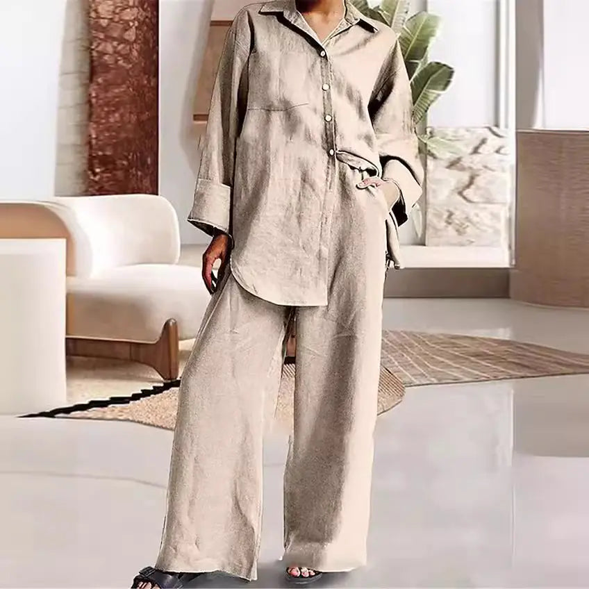 2023 Spring Women's Loose Shirt & Pants Set