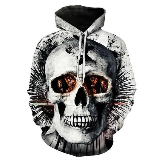 3D Print Skull Hoodie for Men and Women, Long Sleeve