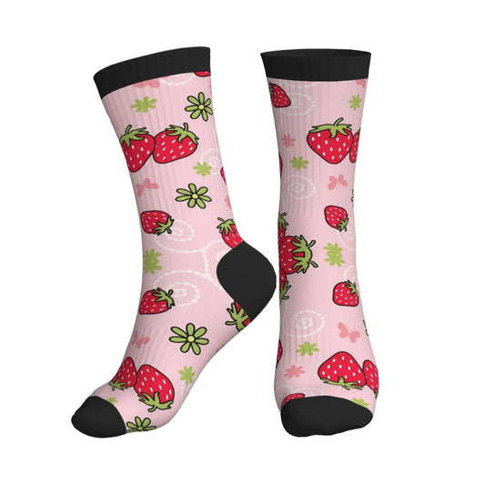 Lcokin Cute Strawberry Athletic Sport Novelty Crew Socks Casual Funny Crazy Dress Socks Gifts For Men Women