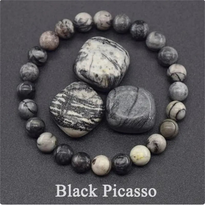 Rose Stone Amazonite Tiger Eye 8mm Beaded Bracelet