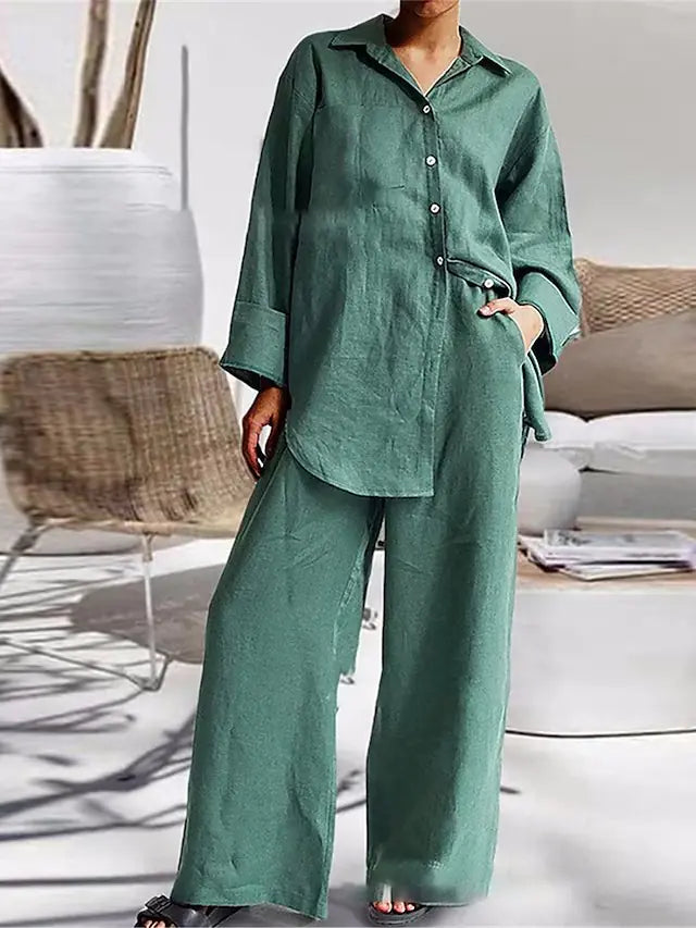2023 Spring Women's Loose Shirt & Pants Set