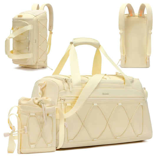Gym Bag for Women 40L Sports Travel Duffel Bag Gym Backpack with Shoe Compartment Carry on Weekender Overnight Bag Personal Item Travel Bag Workout Tote Bag Yellow