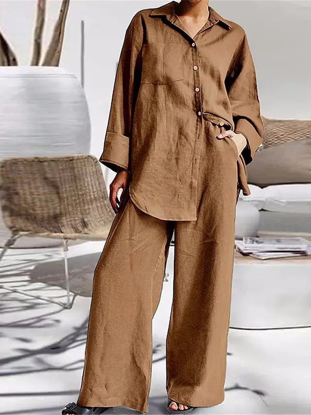 2023 Spring Women's Loose Shirt & Pants Set