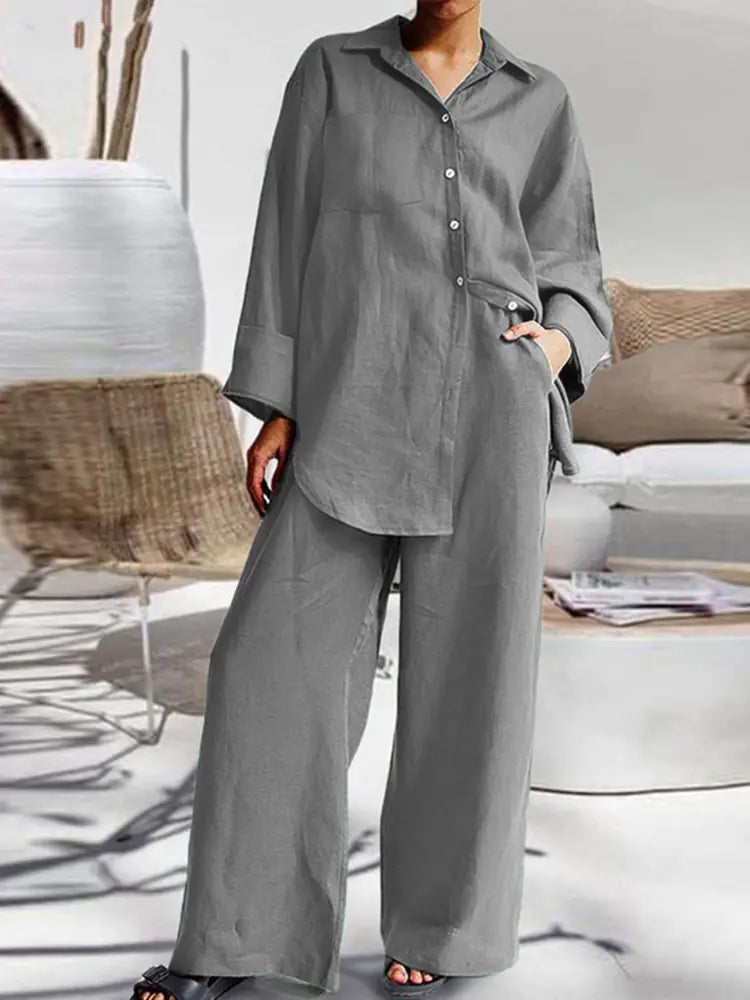 2023 Spring Women's Loose Shirt & Pants Set