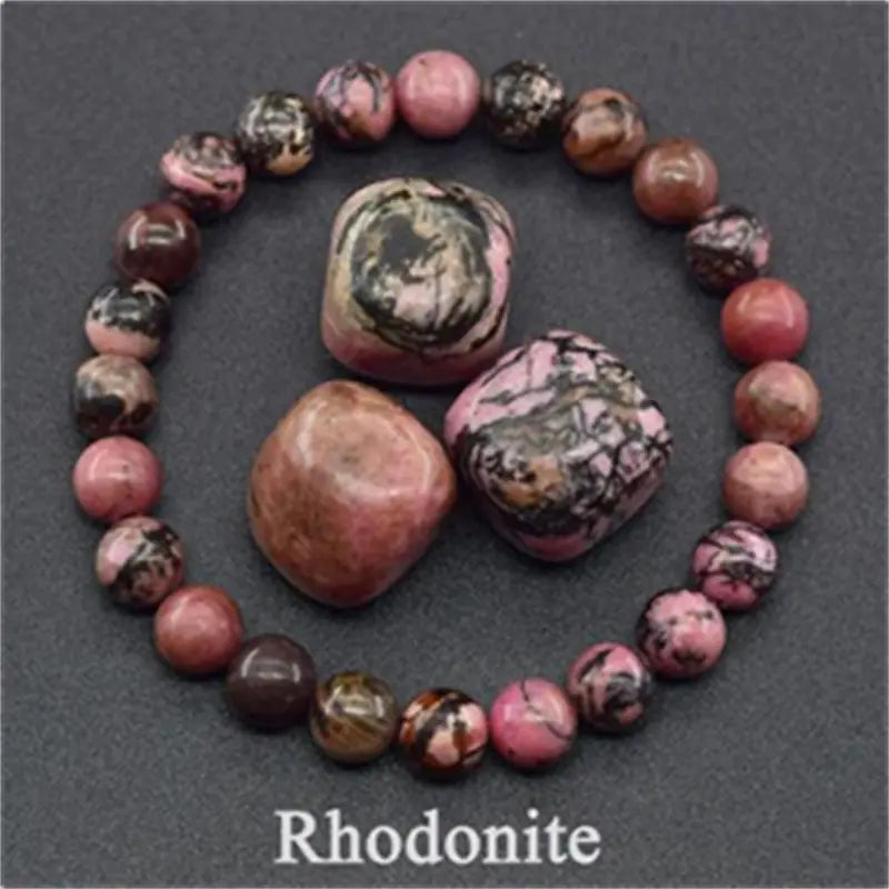 Rose Stone Amazonite Tiger Eye 8mm Beaded Bracelet