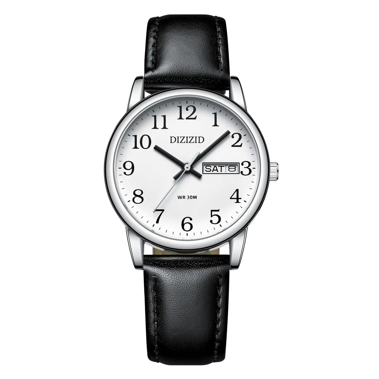 DIZIZID Watches for Men Mens Easy Reader Watch Minimalist Mens Wrist Watches Analog Quartz Date Waterproof Classic Elegant Watch with Black Leather Band
