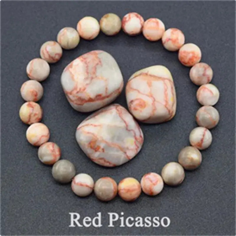 Rose Stone Amazonite Tiger Eye 8mm Beaded Bracelet