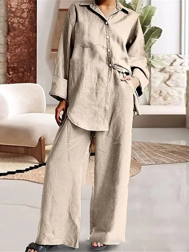 2023 Spring Women's Loose Shirt & Pants Set